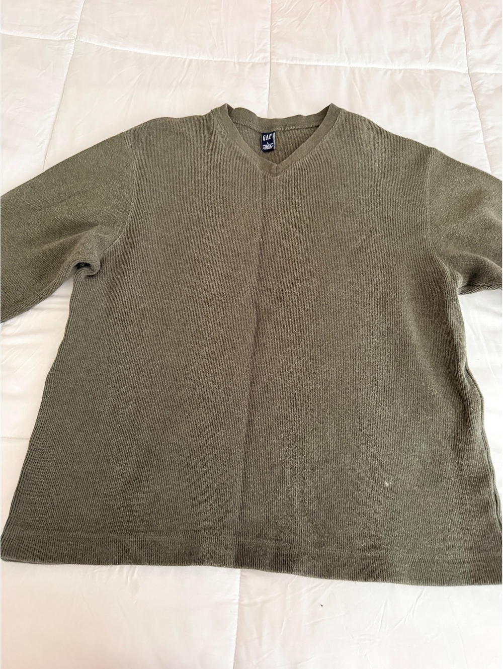 GAP Men's Olive Green V-Neck Sweater Size Large